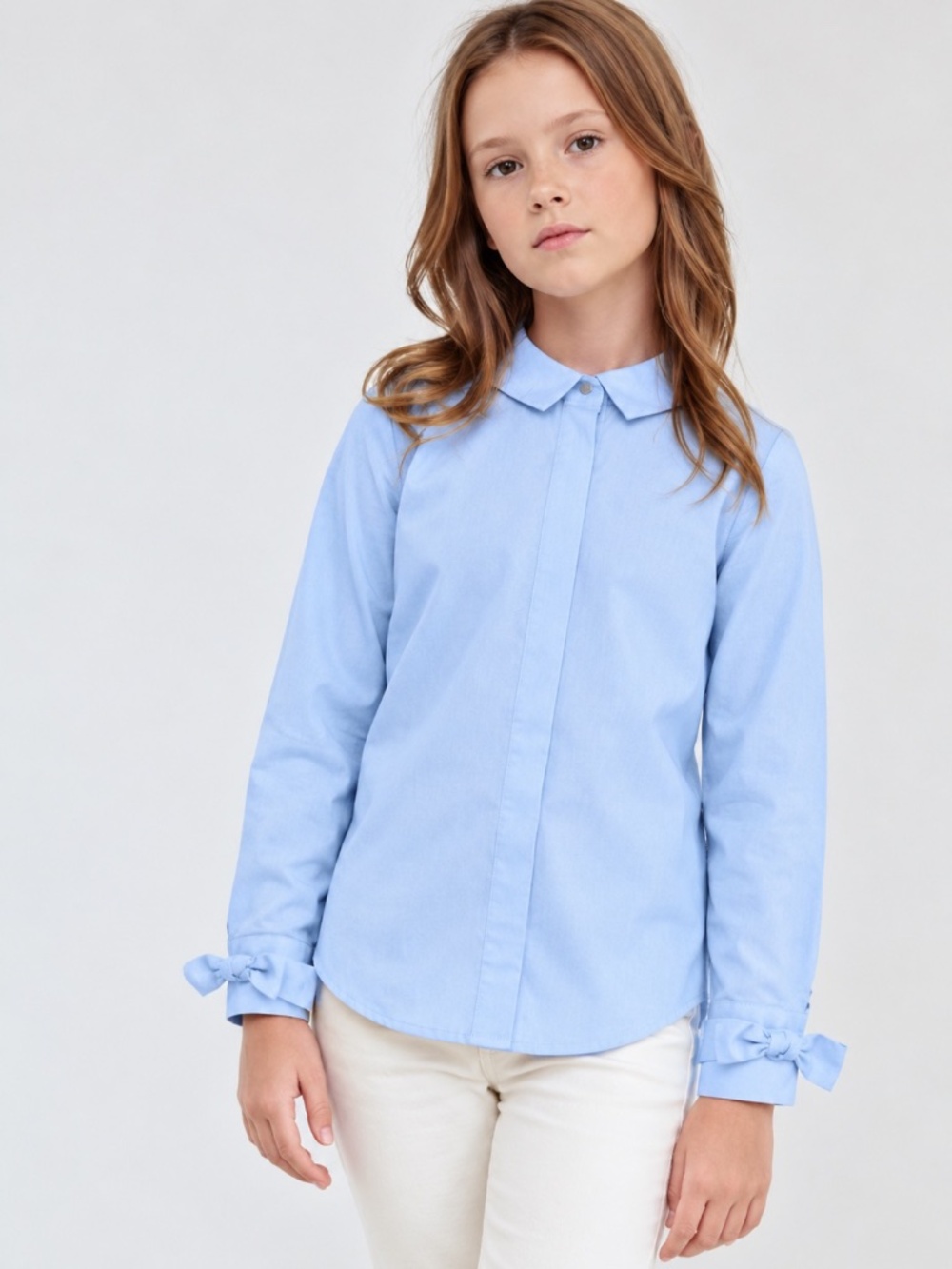 Zara girls blue blouse with back bow - Picture 7 of 16